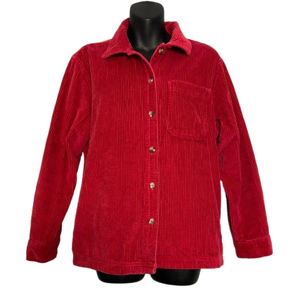 𝅺L.LBEAN Womens Red Corduroy Shacket